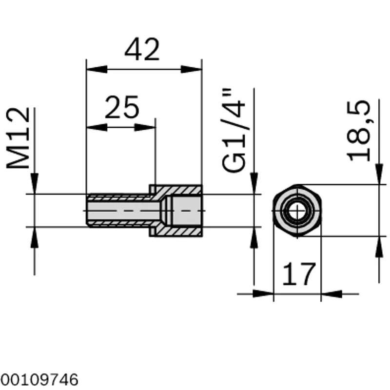 THREADED CONNECTION M12/1/4 — photo 2 of 3