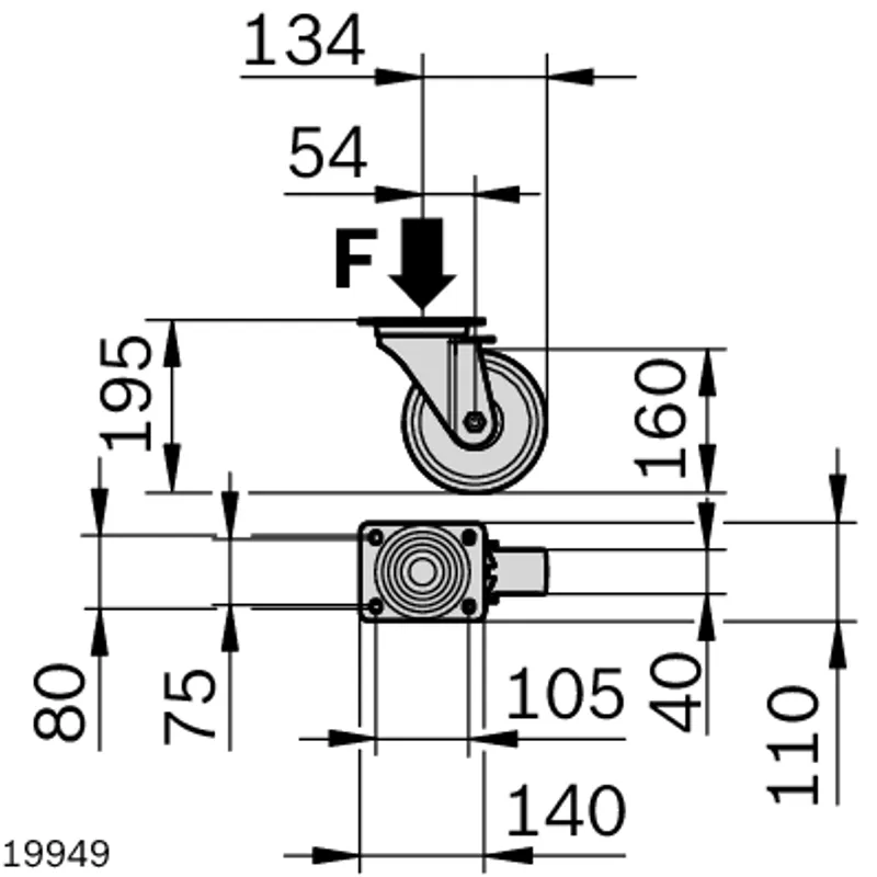 CASTER WHEEL D160 — photo 2 of 3
