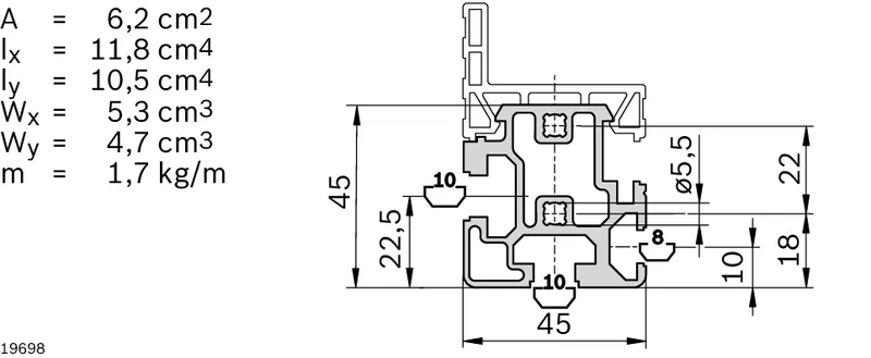SECTION PROFILE ECO FLOW 45 20X6070MM — photo 3 of 3