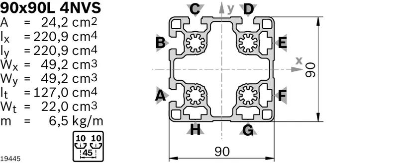STRUT PROFILE 90X90L 4NVS 6X6070MM — photo 3 of 3