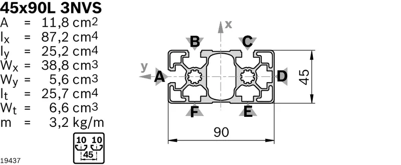 STRUT PROFILE 45X90L 3NVS 12X6070MM — photo 3 of 3