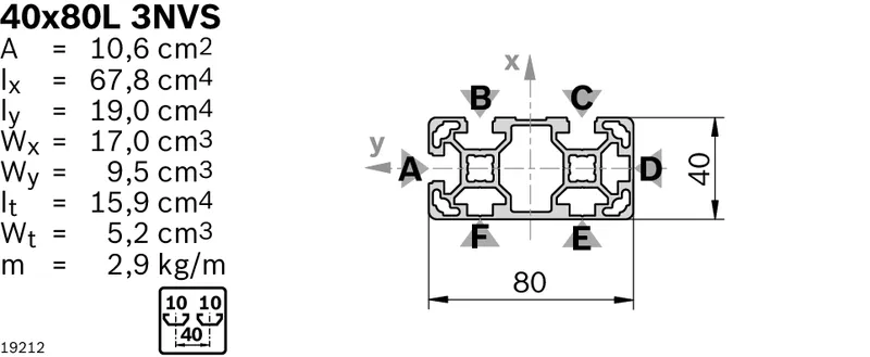 STRUT PROFILE 40X80L 3NVS L=6170 — photo 3 of 3