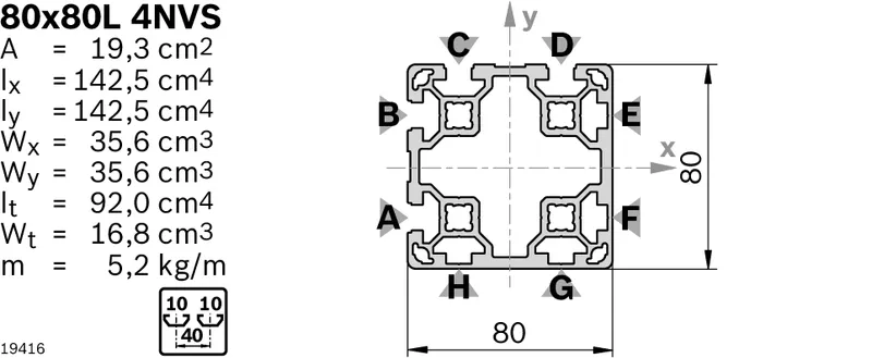 STRUT PROFILE 80X80-4NVS L=6170 — photo 3 of 3