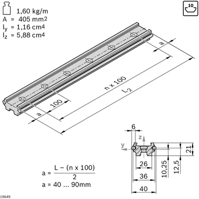 GUIDE PROFILE LF6S VA 10X3000MM