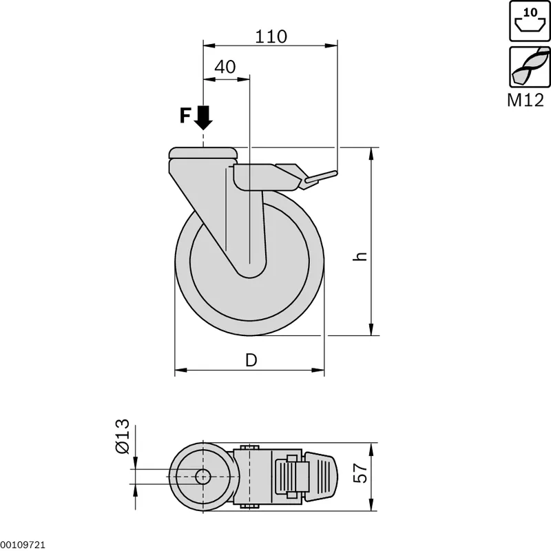 CASTER WHEEL D125 F ESD — photo 2 of 3
