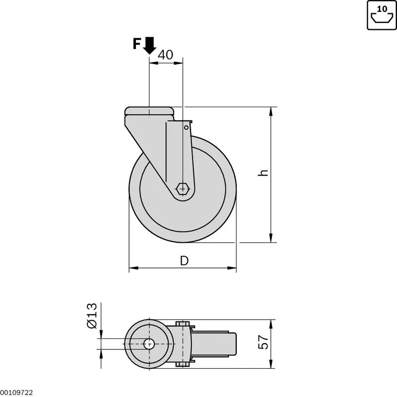 CASTER WHEEL D80 — photo 2 of 3