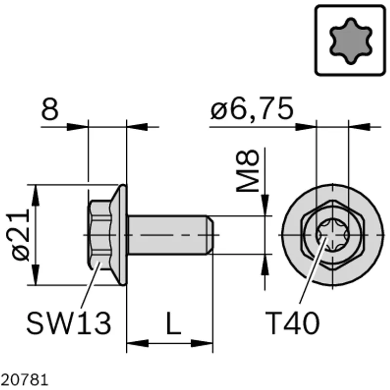 COLLAR SCREW M8X18-SW13-TX40 — photo 4 of 4