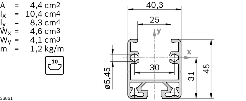 U-PROFILE 40X45 ESD 20X6070MM — photo 2 of 4