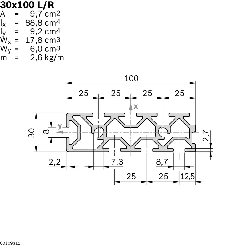 T-SLOT PLATE 30X100 L/R 18X5600MM — photo 2 of 3