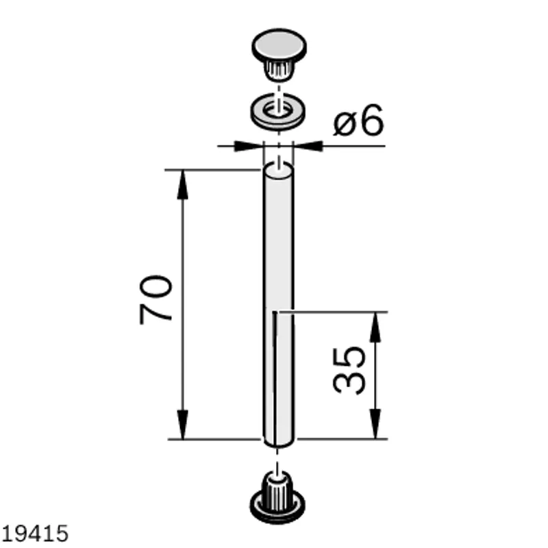 HINGE BOLT 6X70, SET — photo 2 of 3