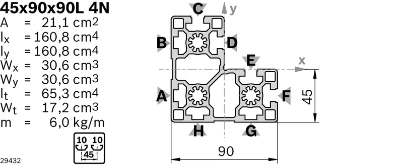 STRUT PROFILE 45X90X90L 4N 8X6070MM — photo 3 of 3