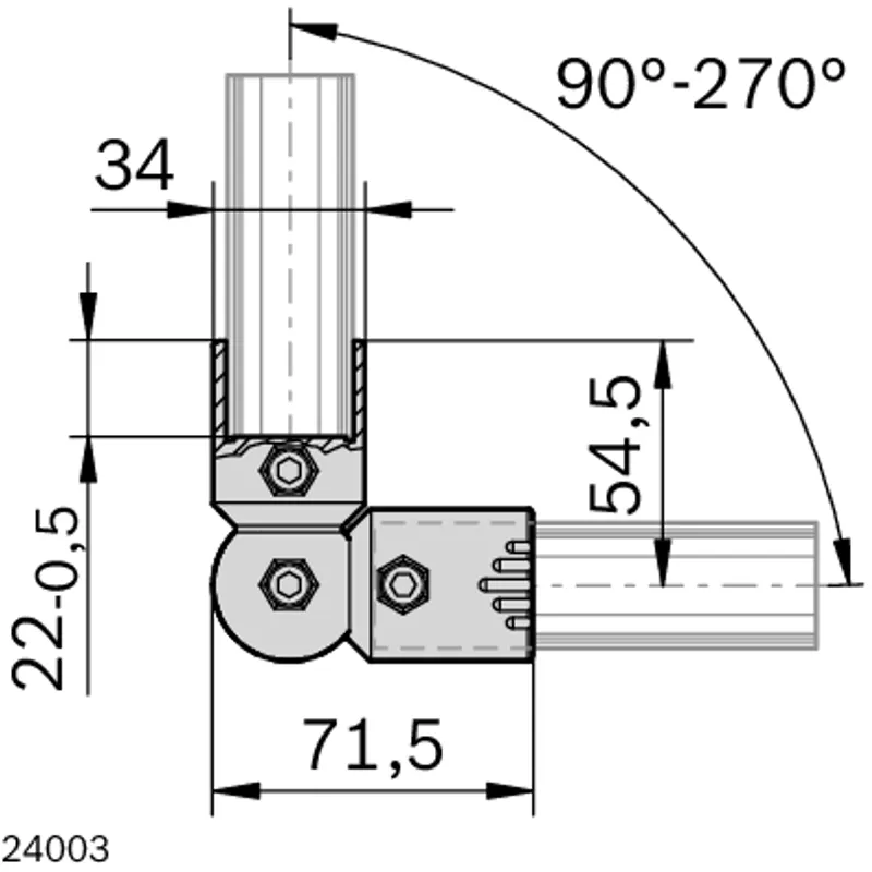 CORNER BRACKET D28; 90°-270°; 15° — photo 2 of 2