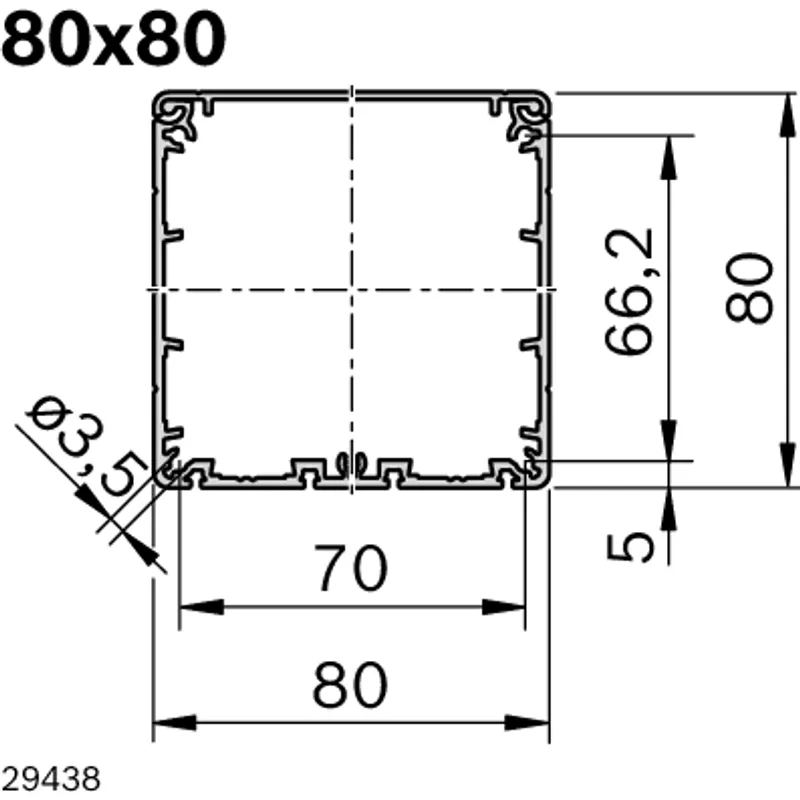 CABLE DUCT 80X80 AL 6X3000MM — photo 3 of 4