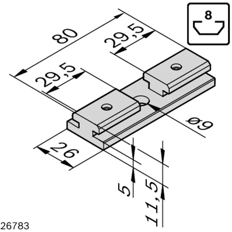 SLIDING ELEMENT 8 FLAT LOCKABLE — photo 3 of 3