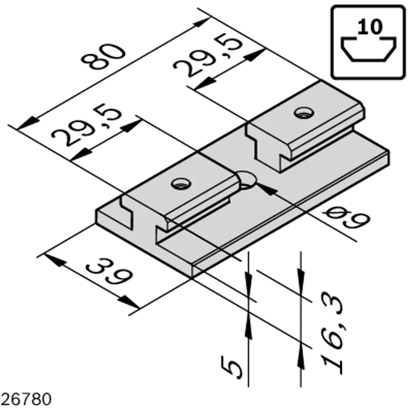 SLIDING ELEMENT 10 FLAT LOCKABLE — photo 3 of 3