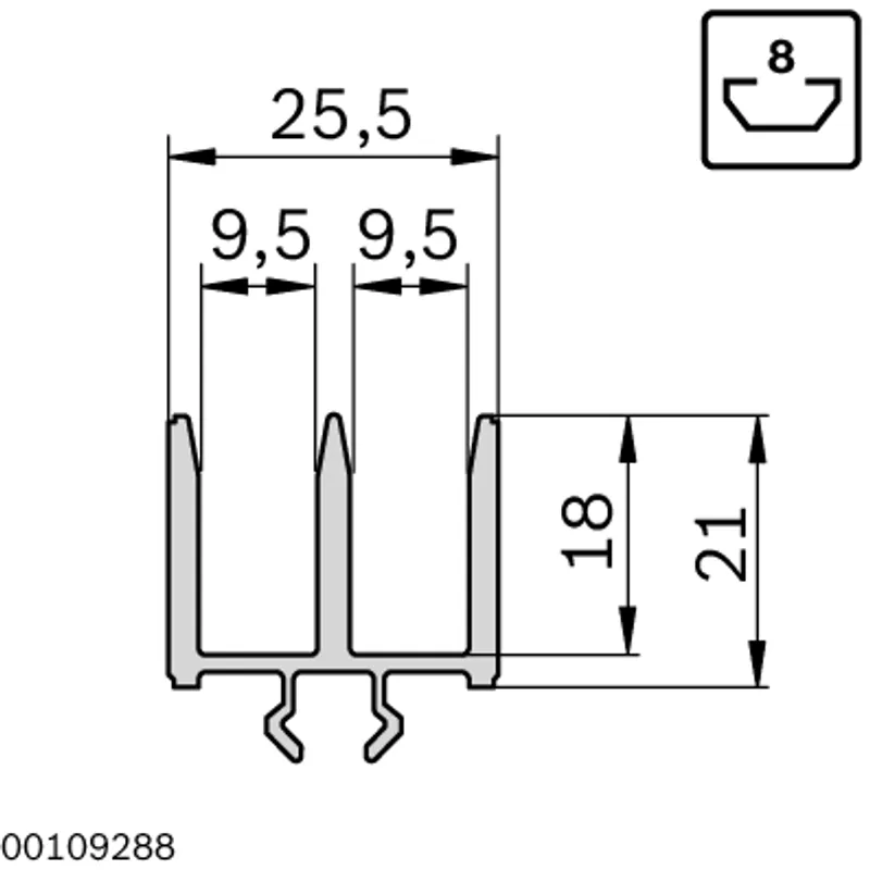 SLIDING DOOR PROFILE 8 PVC L=2000MM GREY — photo 3 of 3