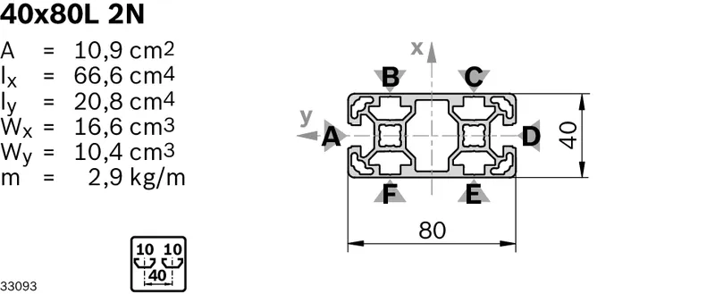 STRUT PROFILE 40X80L 2N 12X6070MM — photo 3 of 3