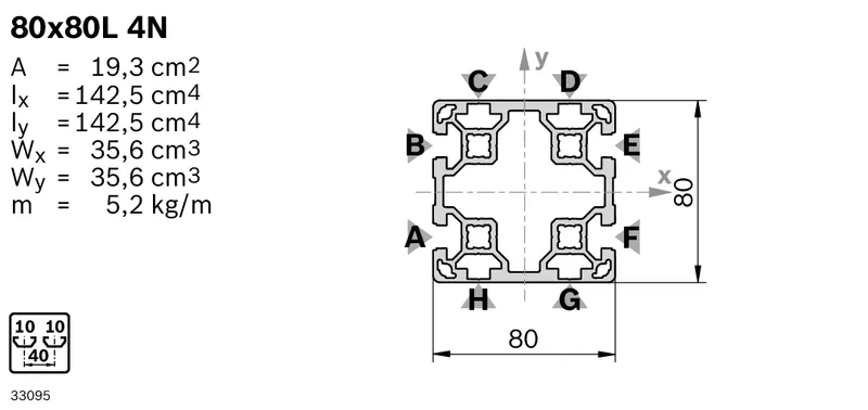 STRUT PROFILE 80X80L 4N 6X6070MM — photo 2 of 2