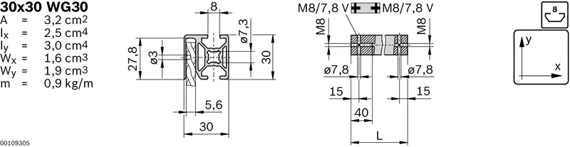 FRAME PROFILE 30X30 WG30 20X6070MM — photo 3 of 3
