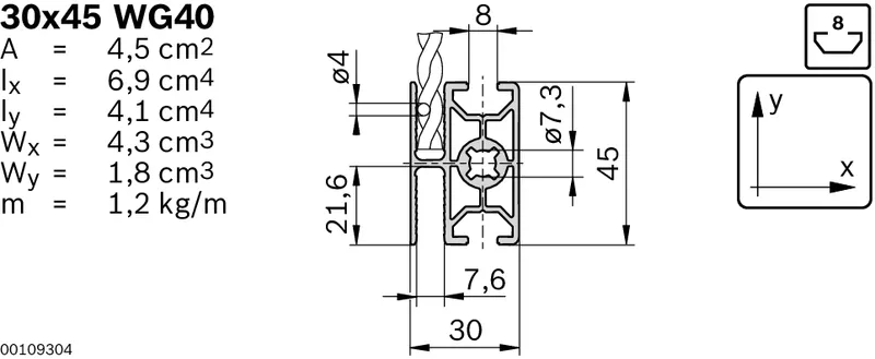 FRAME PROFILE 30X45 WG40 L=6170 — photo 4 of 4