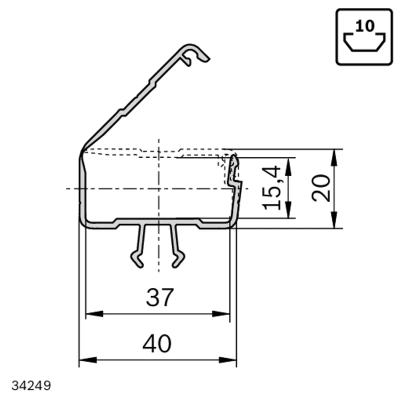 CABLE DUCT N10 40X20 L=2000 GREY — photo 2 of 3