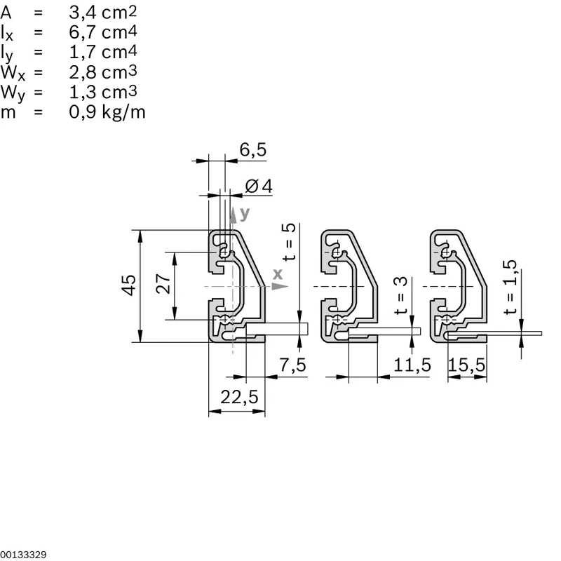 FRAME PROFILE 22,5X45 20X6070MM — photo 3 of 4