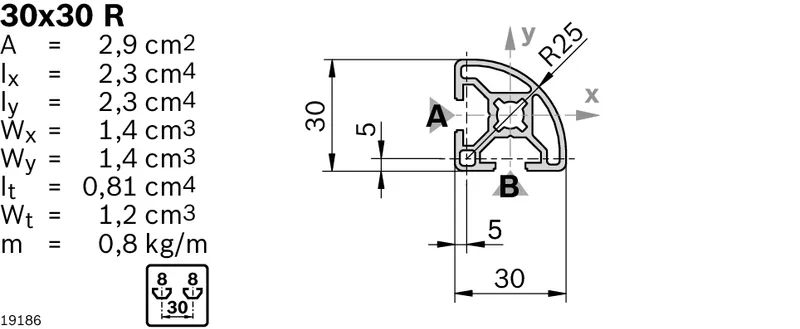 STRUT PROFILE 30X30R 20X6070MM — photo 3 of 3