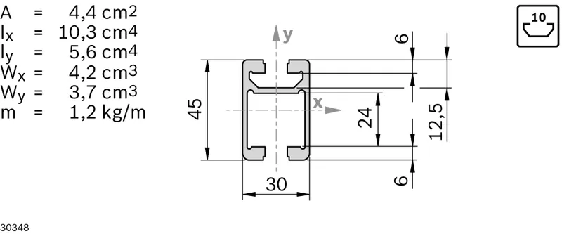 PROFILE RAIL 30X45C 20X6070MM — photo 2 of 3