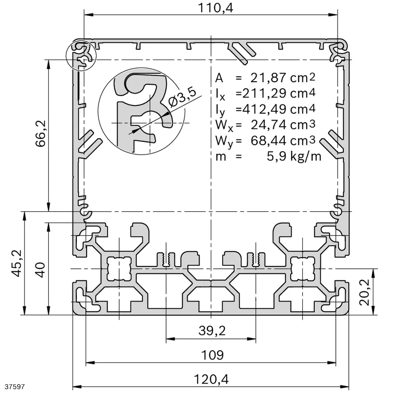 CABLE GUIDE PROFILE 120X120  4X6070MM — photo 3 of 3