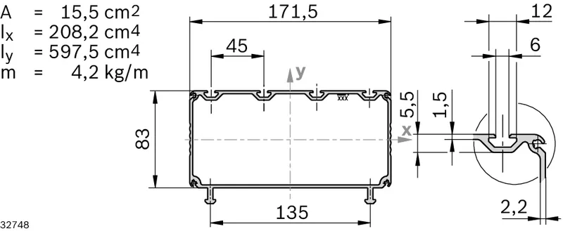 PROFILE 180X90 6X1500MM CHUTE ESD — photo 2 of 3