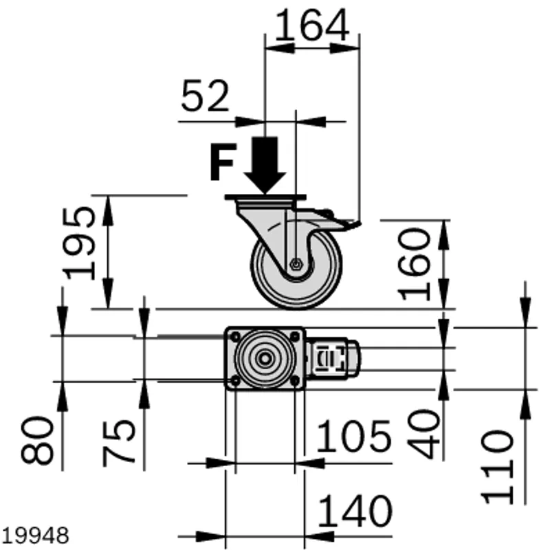 CASTER WHEEL D160 F PATH — photo 2 of 3