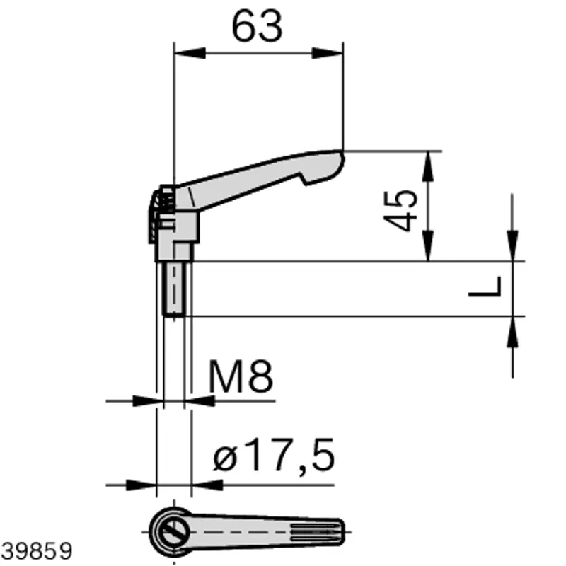 CLAMPING LEVER GN 300-63-M8-30-SW — photo 3 of 4