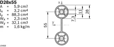 STRUT PROFILE D28X55 L=6170