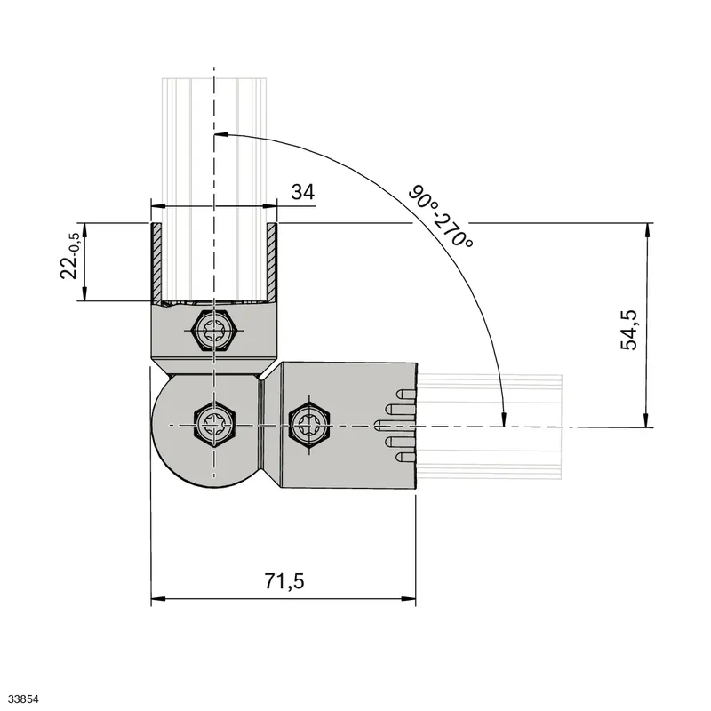CORNER BRACKET D28L 90°-270° 15° — photo 2 of 5