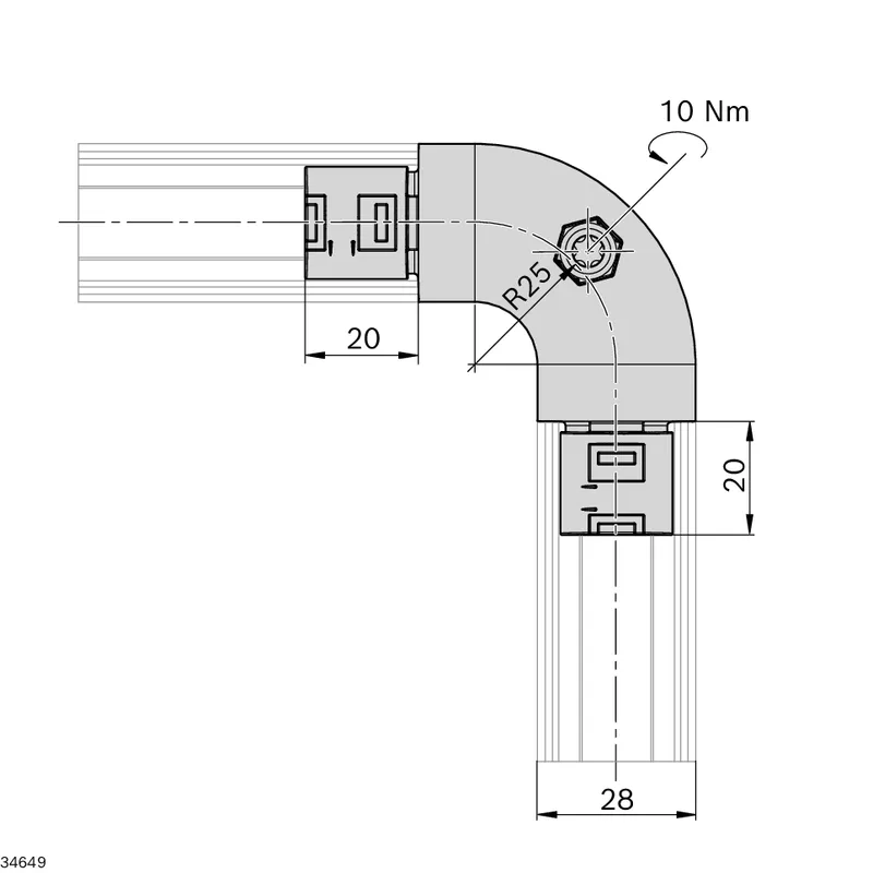 CONNECTOR D28L 90° ROUND R25 — photo 2 of 2