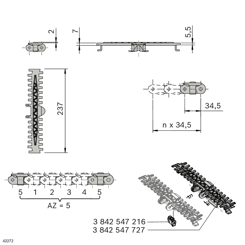 CONVEYOR CHAIN 240+ FRICT T7 L2898 — photo 2 of 2