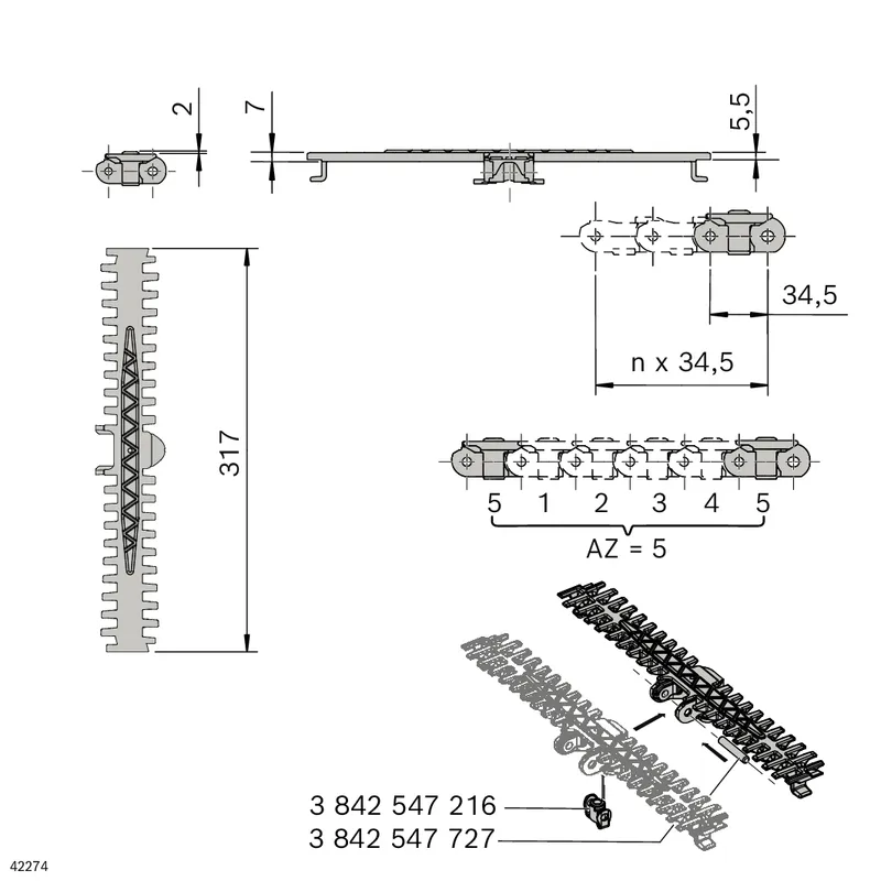 CONVEYOR CHAIN 320+ FRICT T7 L2898 — photo 2 of 2