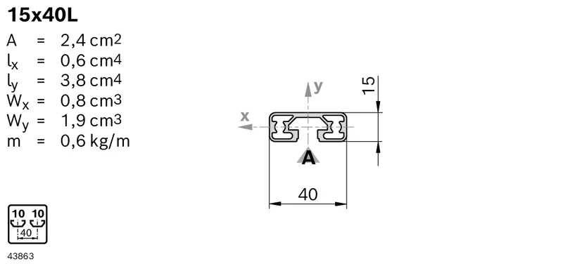 STRUT PROFILE 15X40L L=3100MM — photo 3 of 3