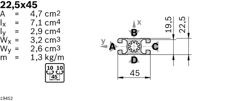 STRUT PROFILE 22,5X45 M12/M12 — photo 3 of 3