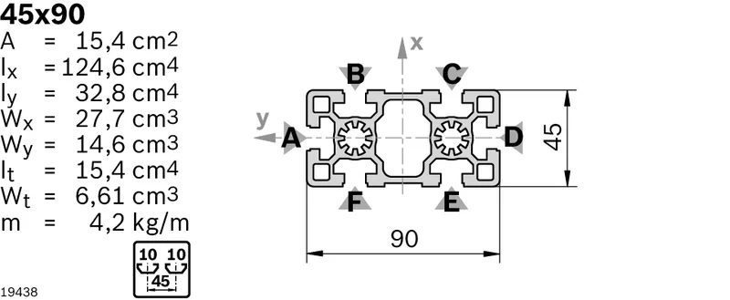 STRUT PROFILE 45X90 M16/D17 — photo 3 of 3