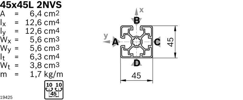 STRUT PROFILE 45X45L 2NVS — photo 3 of 3