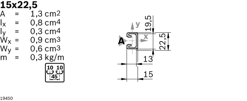 STRUT PROFILE 15X22,5 D17/D17 — photo 3 of 4