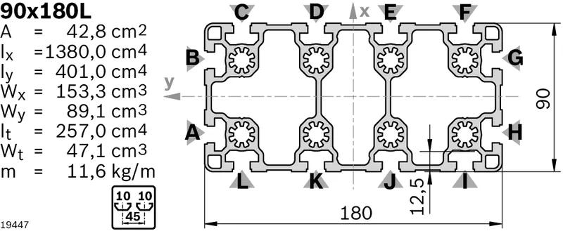 STRUT PROFILE 90X180L M12/M12 — photo 3 of 3