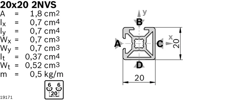 STRUT PROFILE 20X20 2NVS — photo 2 of 2