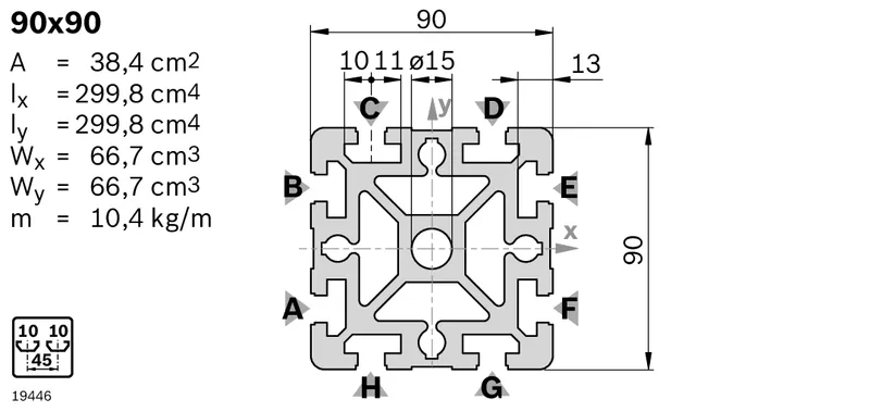 STRUT PROFILE 90X90 M16/D17 — photo 3 of 3