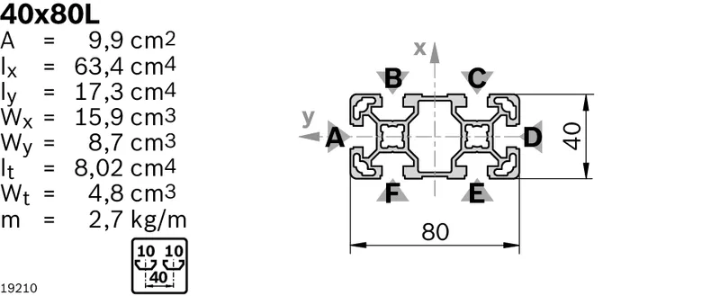 STRUT PROFILE 40X80L D17V/D17V — photo 3 of 3