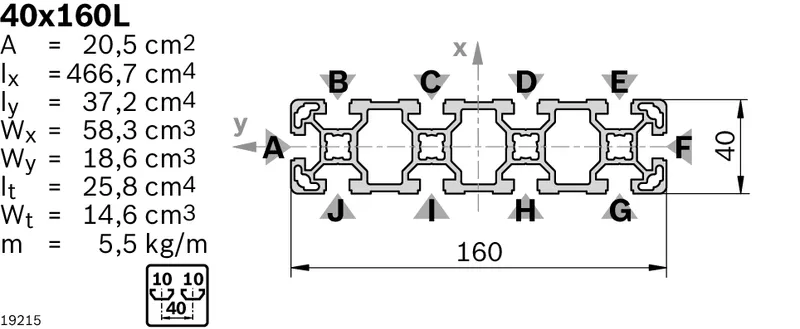 STRUT PROFILE 40X160L M12/M12 — photo 3 of 3