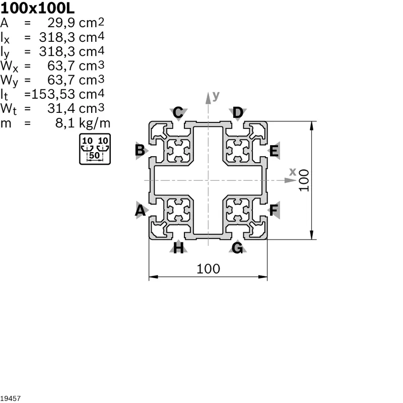 STRUT PROFILE 100X100L D17/D17V — photo 3 of 3