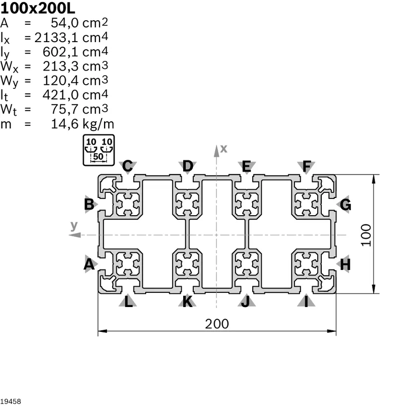 STRUT PROFILE 100X200L M12/M12 — photo 3 of 3