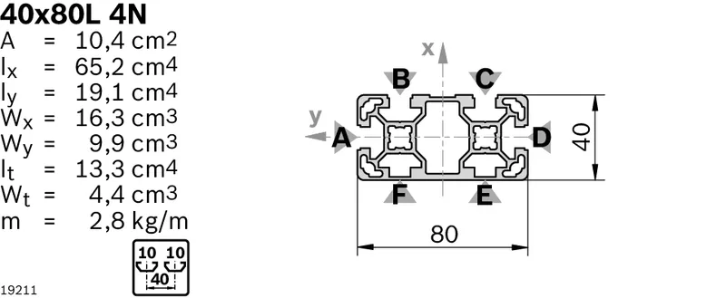 STRUT PROFILE 40X80L 4N         Q&E — photo 3 of 4